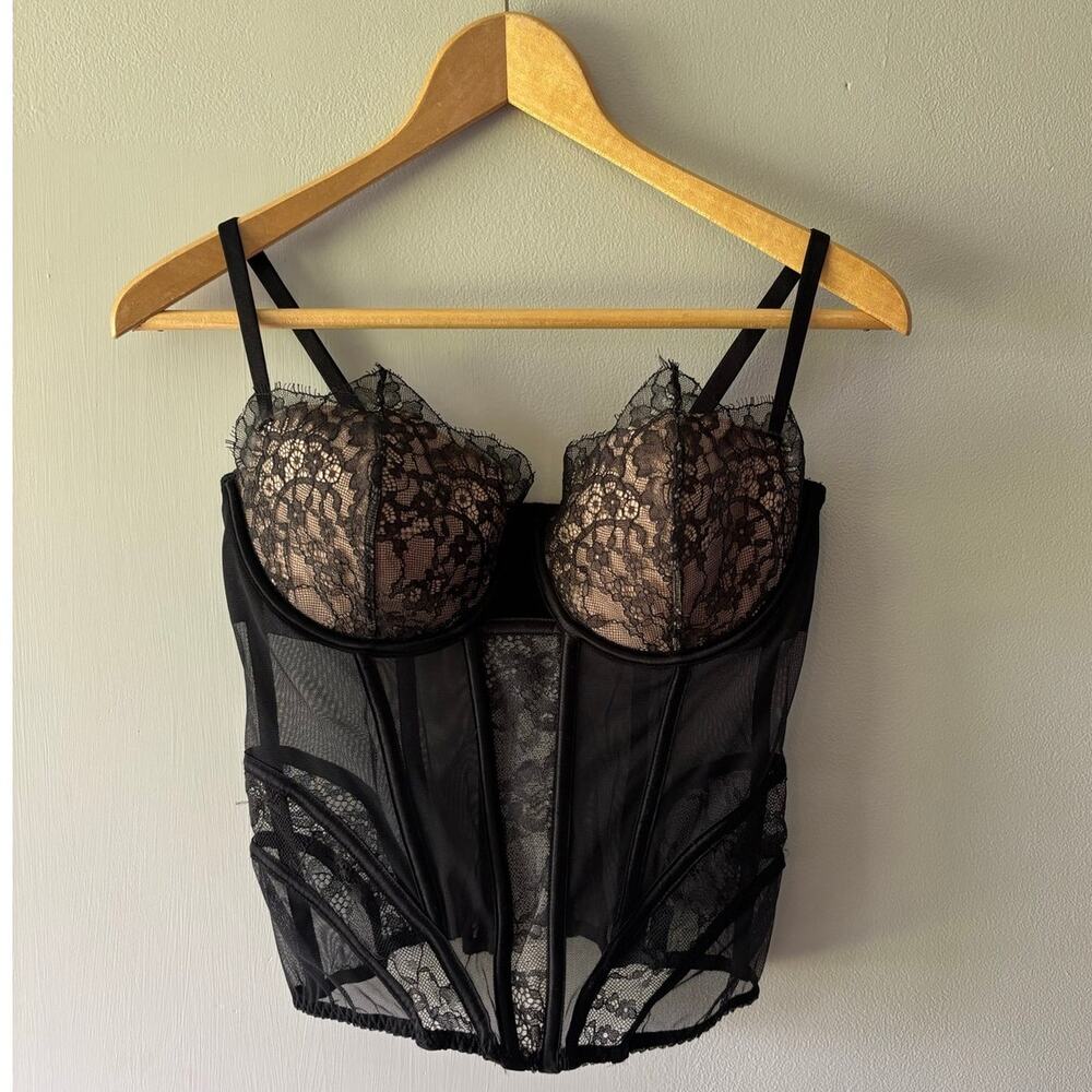 Victoria's Secret Black Lace Corset Top Size 36D
